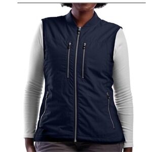 SCOTTeVEST Women Black Lightweight Travel Vest Sz L Pockets Tech Utility